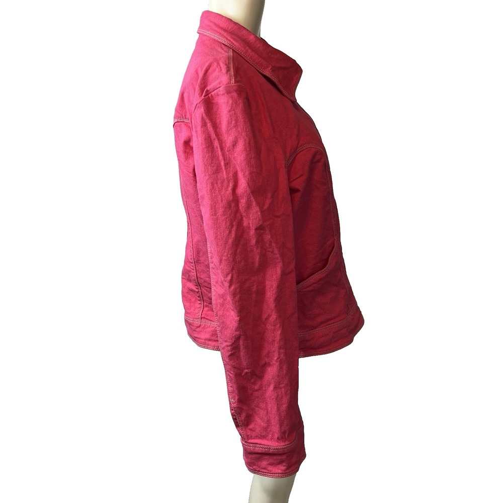 Orvis Women's Jacket Size 12 Hot Pink Denim Cotton Spandex Full Zip Coat - Picture 4 of 13